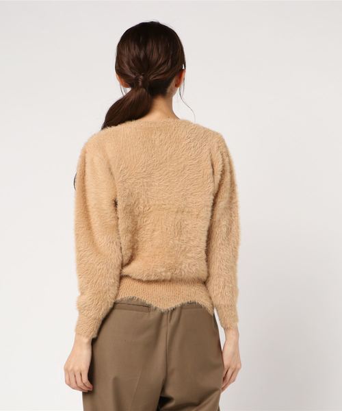 KOBE LETTUCE（コウベレタス）の「裾スカラップデザインUネックコンパクトシャギー調ニット＊レディース/トップス[C3468]神戸レタス（ニット/セーター・レディース・ピンク/グリーン/アイボリー/キャメル・FREE）」の6枚目の写真