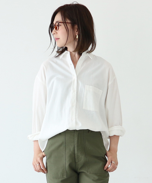 AMERICAN HOLIC（アメリカンホリック）の「・ビエラビックバックタックシャツ（シャツ/ブラウス・レディース・ライトグレー/ベージュ/ネイビー/オフホワイト/ブラック系その他3/ベージュ系その他4/ブルー系その他5・M/L）」の2枚目の写真