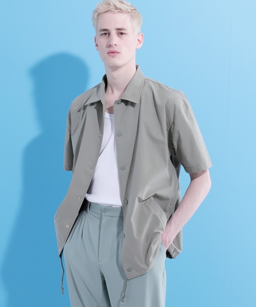 EMMA CLOTHES（エマクローズ）の「ルーズシルエット コーチシャツジャケット 1/2 sleeve（その他アウター・メンズ・ブラック/ベージュ/グレー・M/L）」の2枚目の写真