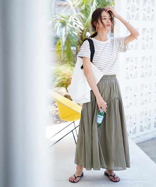 CRAFT STANDARD BOUTIQUE（クラフトスタンダードブティック）の「ジグザグ切替ギャザースカート○★☆（スカート・レディース・ブラック/カーキ/ドット・FREE）」の2枚目の写真