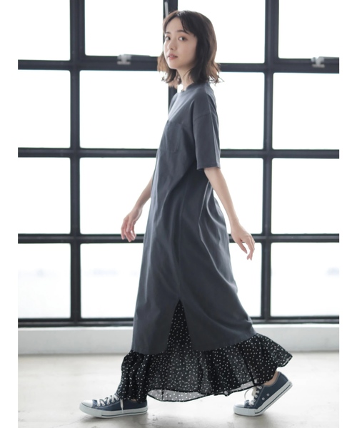 CRAFT STANDARD BOUTIQUE（クラフトスタンダードブティック）の「ジグザグ切替ギャザースカート○★☆（スカート・レディース・ブラック/カーキ/ドット・FREE）」の7枚目の写真