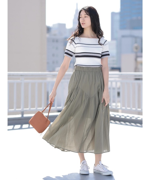 CRAFT STANDARD BOUTIQUE（クラフトスタンダードブティック）の「ジグザグ切替ギャザースカート○★☆（スカート・レディース・ブラック/カーキ/ドット・FREE）」の4枚目の写真