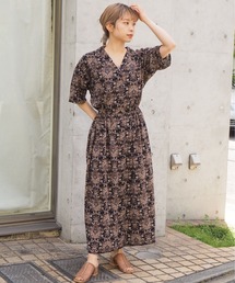 5分袖開襟ワンピース