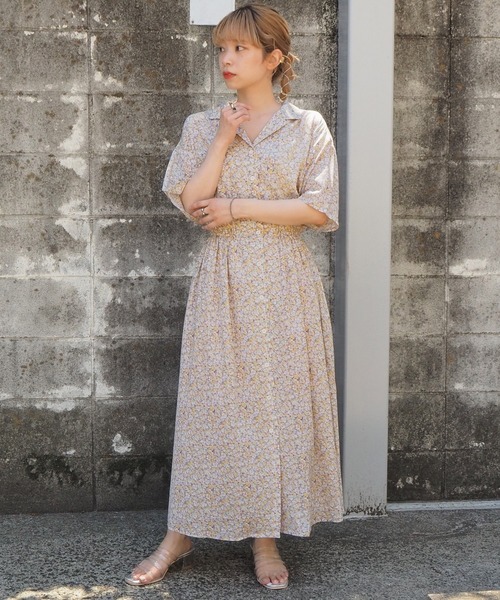 セール】5分袖開襟ワンピース（ワンピース）｜tiptop（ティップトップ