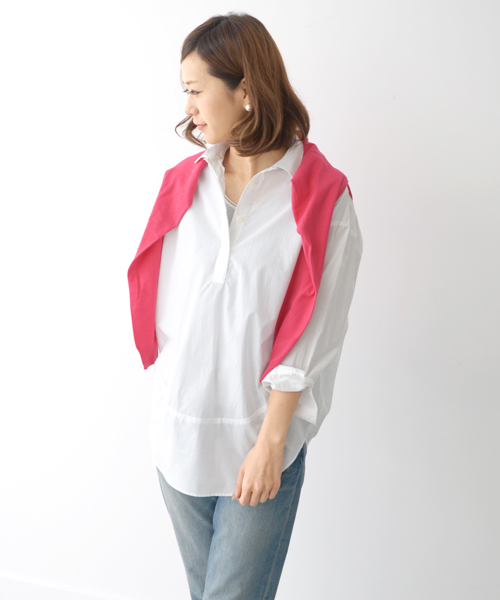 URBAN RESEARCH DOORS WOMENS（アーバンリサーチ ドアーズ ウィメンズ）の「DOORS ラウンドスキッパープルオーバーシャツ（シャツ/ブラウス・レディース・ホワイト/ブルー・FREE）」の3枚目の写真