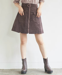 OLIVE des OLIVE | 別珍フロントZIPミニスカート(スカート)