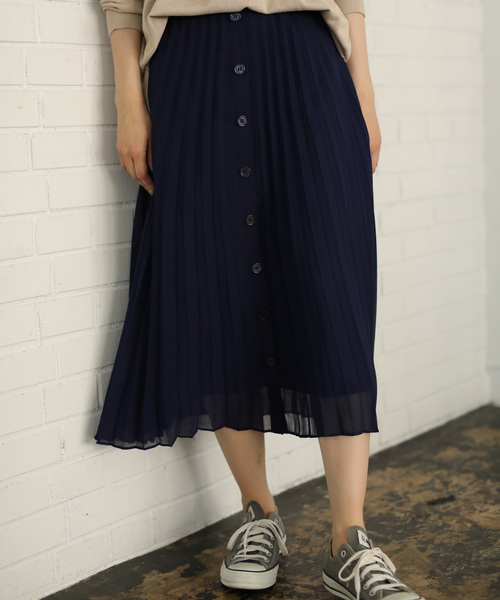 AMERICAN HOLIC(アメリカンホリック)の「前ボタンプリーツスカート *(スカート・レディース・ネイビー/レオパード/ドット/その他14/テラコッタ・M/L)」の3枚目の写真