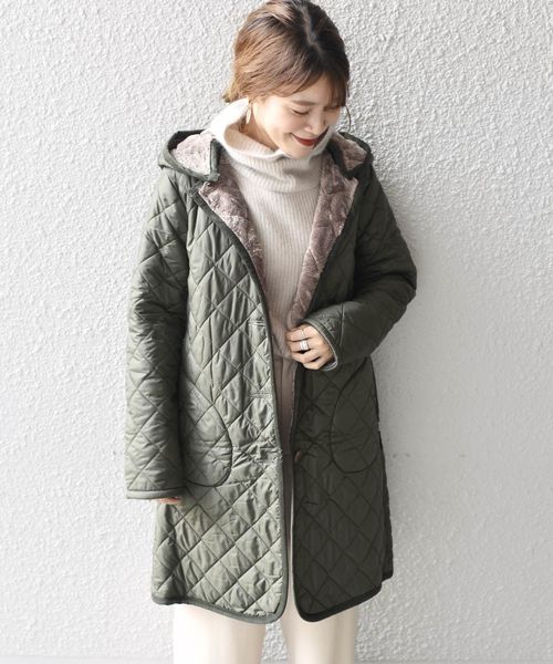 LAVENHAM(ラベンハム)の「LAVENHAM:【SHIPS別注】BRUNDON ロング◇(ブルゾン・レディース・チャコールグレー/オリーブ/ネイビー・36/38/40)」の2枚目の写真