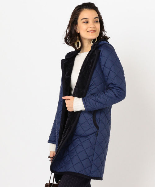 ラベンハム　ロング　ボア　リバーシブル　38 LAVENHAM ネイビー セール】LAVENHAM:【SHIPS別注】BRUNDON ロング◇（ブルゾン