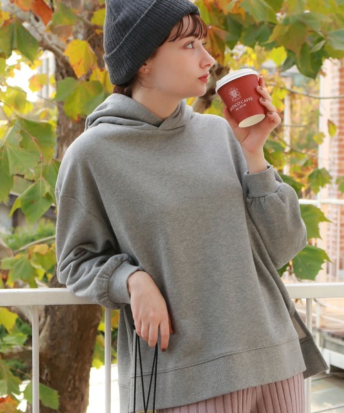 earth music&ecology（アースミュージックアンドエコロジー）の「スウェットパーカー ●＊（パーカー・レディース・ブラック/ダークグリーン/ベージュ/モカ/ラベンダー/杢グレー・FREE）」の3枚目の写真