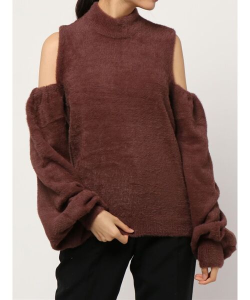 EMODA(エモダ)の「ショルダーオープンシャギーニット(ニット/セーター)」|ブラウン