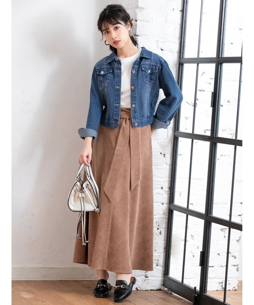 fifth（フィフス）の「ウエストリボンコーデュロイフレアスカート（スカート・レディース・ネイビー/カーキ/ブラウン・MEDIUM）」の2枚目の写真