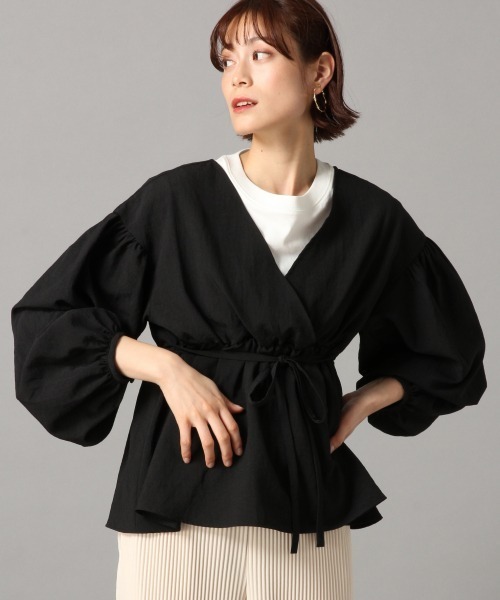 LOWRYS FARM（ローリーズファーム）の「リネンライクカシュクールブラウス　871390（シャツ/ブラウス・レディース・ブラック/ブラウン/グレイッシュベージュ/ミント・FREE）」の16枚目の写真