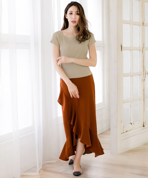 Julia Boutique（ジュリアブティック）の「スクエアネックニット/510595S（ニット/セーター・レディース・ホワイト/ベージュ/ブラック/ピンク/モカ/ネイビー/グレー・ONE）」の9枚目の写真