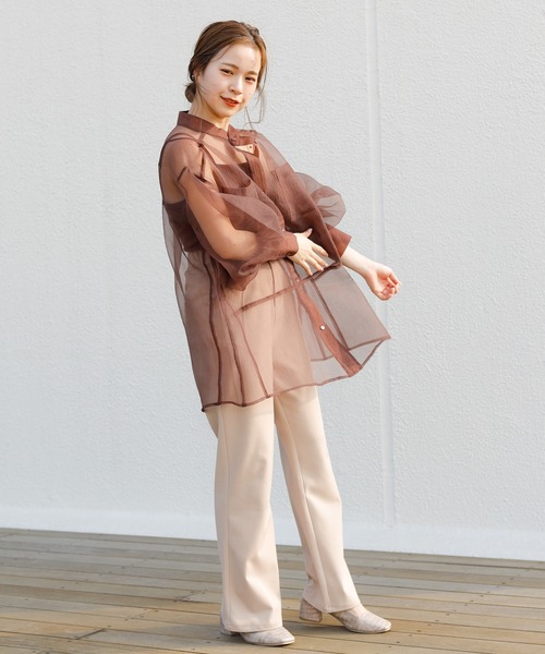 who&#39;s who Chico - フーズフーチコ　シアーブロッキングシャツ who's who Chico】シアーブロッキングシャツ*美品* - メルカリ