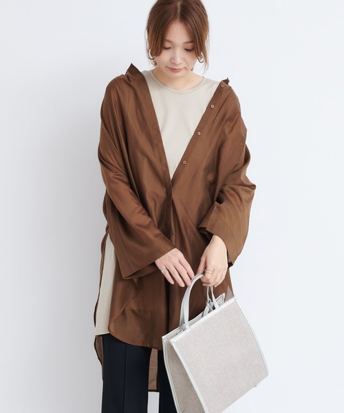 DouDou（ドゥドゥ）の「ポンチョブラウス（シャツ/ブラウス・レディース・ブラウン/ピンク/ベージュ・FREE）」の8枚目の写真