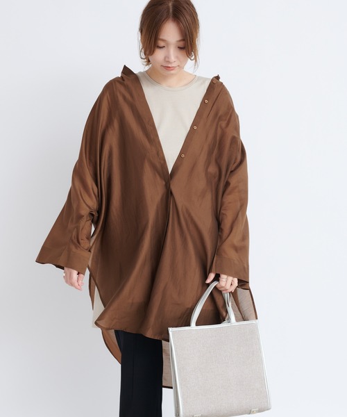 DouDou（ドゥドゥ）の「ポンチョブラウス（シャツ/ブラウス・レディース・ブラウン/ピンク/ベージュ・FREE）」の17枚目の写真