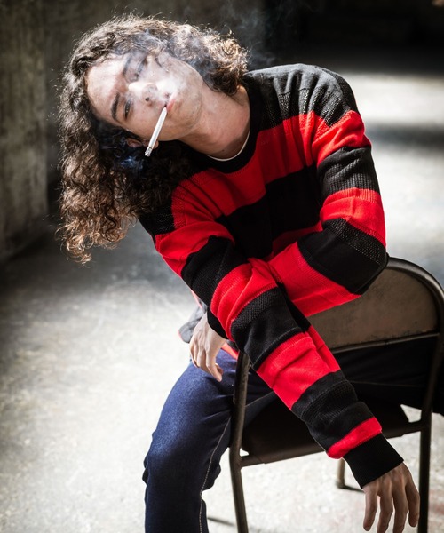 glamb グラム ボーダー　ニット/カートコバーン glamb グラム ボーダー ニット セーター カートコバーン 赤黒