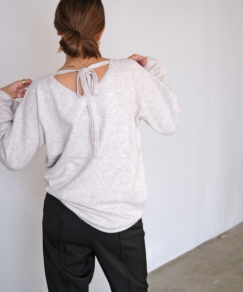 高い品質 バックリボンニットプルオーバー