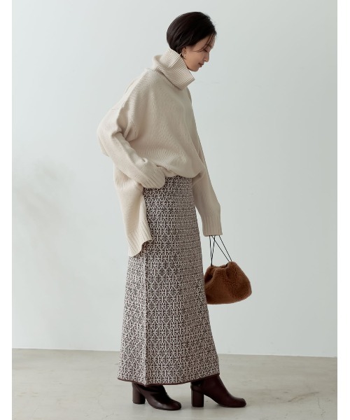 Re:EDIT（リエディ）の「総柄ジャガードニットタイトスカート  