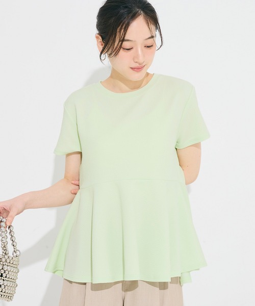 coca(coca)(コカ)の「\26ss新色追加/ エンボス加工裾フリル半袖プルオーバー(Tシャツ/カットソー・レディース・ブラック/ピンク系その他/ホワイト/グレー/アイボリー/ライトブルー/ライトグリーン・ONE SIZE/L/S/M)」の5枚目の写真