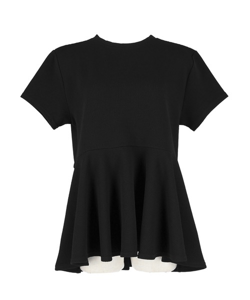 coca（coca）（コカ）の「エンボス加工裾フリル半袖プルオーバー（Tシャツ/カットソー・レディース・ブラック/ピンク系その他/ホワイト/グレー・ONE SIZE/L/S/M）」の5枚目の写真