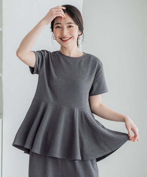 coca（coca）（コカ）の「エンボス加工裾フリル半袖プルオーバー（Tシャツ/カットソー・レディース・ブラック/ピンク系その他/ホワイト/グレー・ONE SIZE/L/S/M）」の10枚目の写真