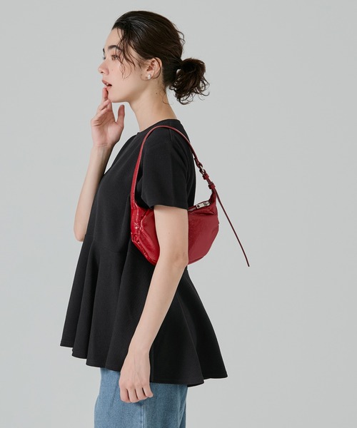 coca（coca）（コカ）の「エンボス加工裾フリル半袖プルオーバー（Tシャツ/カットソー・レディース・ブラック/ピンク系その他/ホワイト/グレー・ONE SIZE/L/S/M）」の19枚目の写真