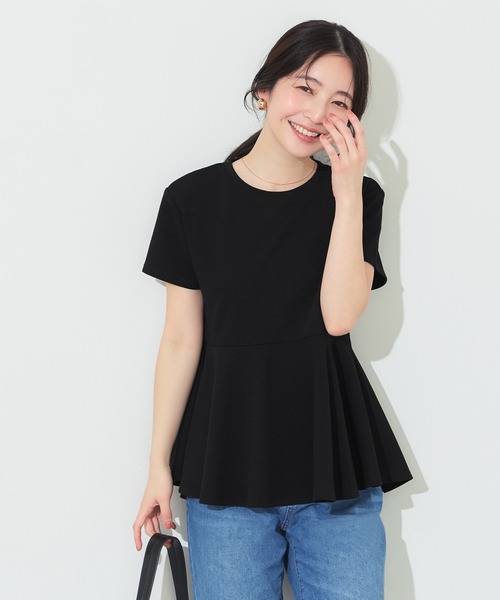 coca（coca）（コカ）の「＼26ss新色追加／ エンボス加工裾フリル半袖プルオーバー（Tシャツ/カットソー・レディース・ブラック/ピンク系その他/ホワイト/グレー/アイボリー/ライトブルー・ONE SIZE/L/S/M）」の12枚目の写真