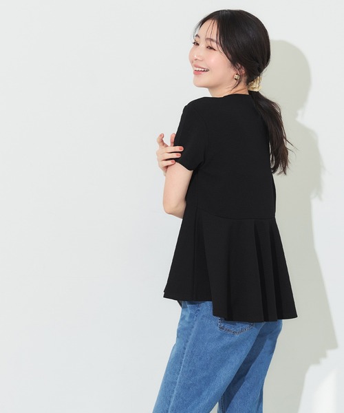 coca（coca）（コカ）の「＼26ss新色追加／ エンボス加工裾フリル半袖プルオーバー（Tシャツ/カットソー・レディース・ブラック/ピンク系その他/ホワイト/グレー/アイボリー/ライトブルー・ONE SIZE/L/S/M）」の14枚目の写真