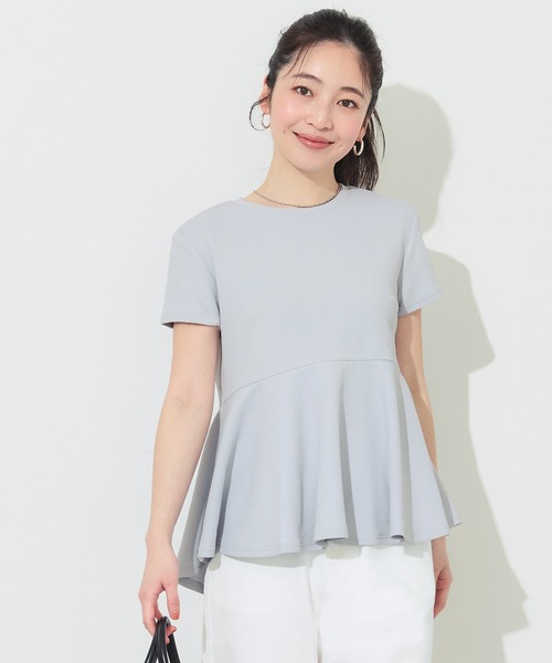 coca（coca）（コカ）の「＼26ss新色追加／ エンボス加工裾フリル半袖プルオーバー（Tシャツ/カットソー・レディース・ブラック/ピンク系その他/ホワイト/グレー/アイボリー/ライトブルー・ONE SIZE/L/S/M）」の20枚目の写真