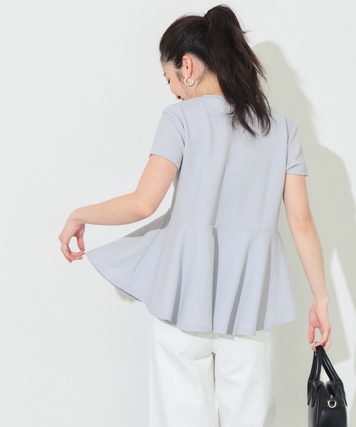 coca（coca）（コカ）の「＼26ss新色追加／ エンボス加工裾フリル半袖プルオーバー（Tシャツ/カットソー・レディース・ブラック/ピンク系その他/ホワイト/グレー/アイボリー/ライトブルー・ONE SIZE/L/S/M）」の21枚目の写真