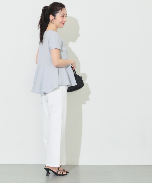 coca（coca）（コカ）の「＼26ss新色追加／ エンボス加工裾フリル半袖プルオーバー（Tシャツ/カットソー・レディース・ブラック/ピンク系その他/ホワイト/グレー/アイボリー/ライトブルー・ONE SIZE/L/S/M）」の22枚目の写真