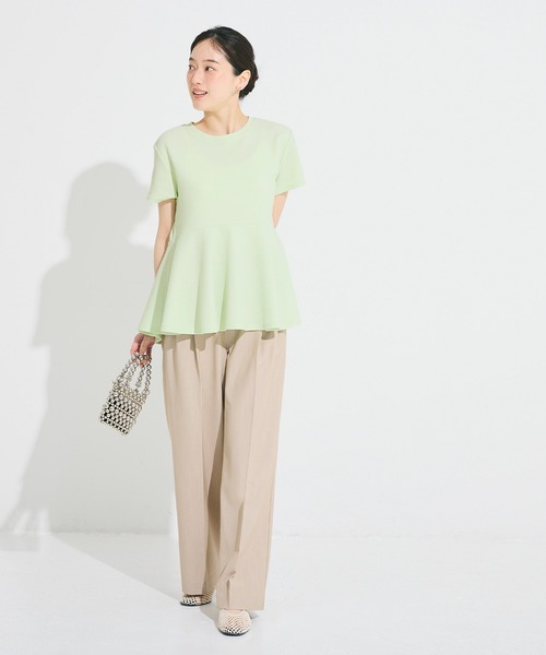 26ss新色追加／ エンボス加工裾フリル半袖プルオーバー（Tシャツ