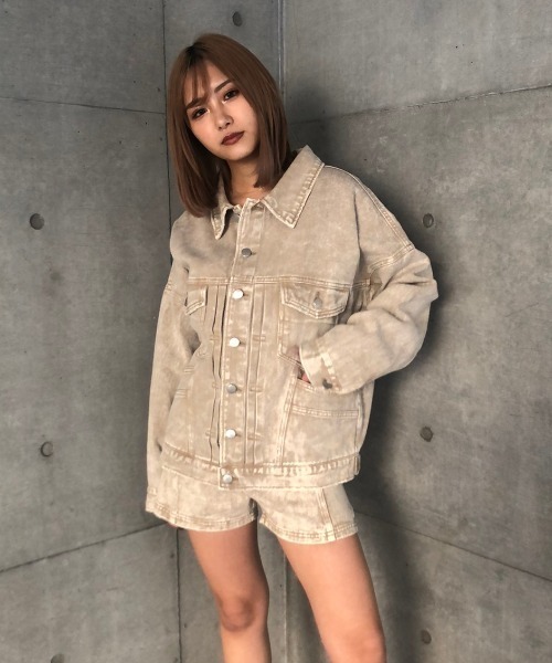 ENVYM（アンビー）の「ケミカルカラーＪＫ（デニムジャケット・レディース・ブラック/ベージュ・FREE）」の13枚目の写真