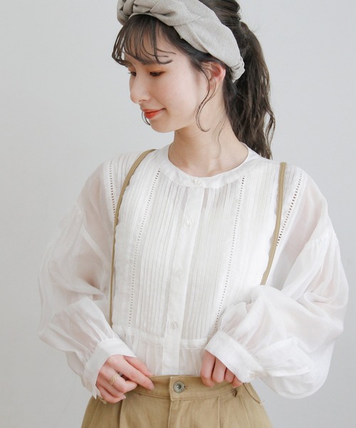 Crisp（クリスプ）の「シアードレスシャツ（シャツ/ブラウス・レディース・ホワイト/ミント・FREE）」の9枚目の写真