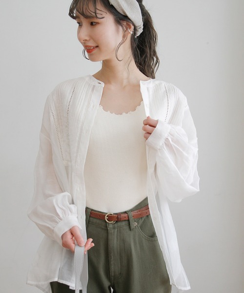 Crisp（クリスプ）の「シアードレスシャツ（シャツ/ブラウス・レディース・ホワイト/ミント・FREE）」の19枚目の写真