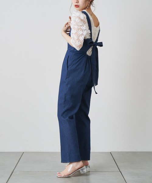 Chico(チコ)の「バックリボンサロペット(サロペット/オーバーオール・レディース・ネイビー/ブルー/ミント/ライトベージュ・SMALL/MEDIUM)」の4枚目の写真