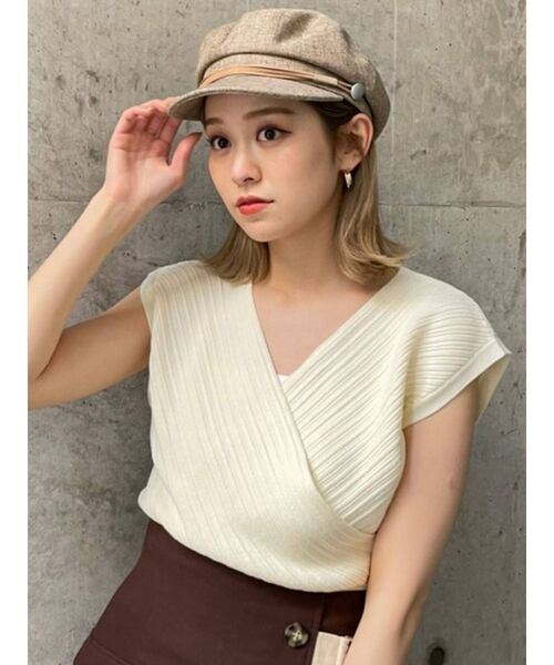 MURUA（ムルーア）の「コンパクトカシュクールニット（ニット/セーター・レディース・ブラック/ブラウン/ライトグリーン/アイボリー・FREE）」の8枚目の写真