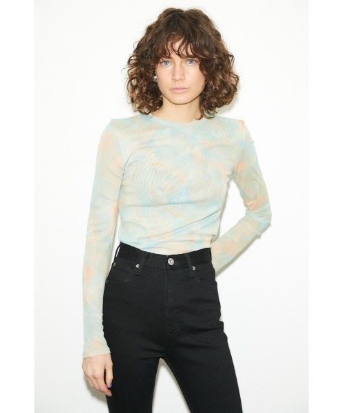 MOUSSY（マウジー）の「MARBLE MESH トップス（Tシャツ/カットソー・レディース・ブラウン/オレンジ・FREE）」の2枚目の写真