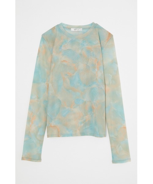 MOUSSY（マウジー）の「MARBLE MESH トップス（Tシャツ/カットソー・レディース・ブラウン/オレンジ・FREE）」の4枚目の写真