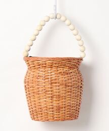 COTTOラタン×ボールウッドハンドル丸カゴBAG