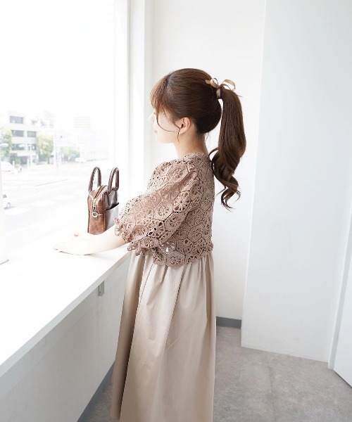 ワンピース Moi ワンピース ドレスtytto モイテュット のファッション かぎ編みブラウスのセットワンピース ワンピース Moi