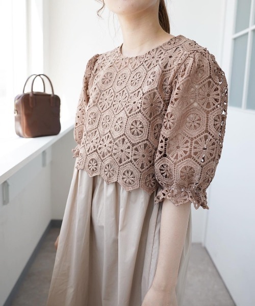 ワンピース Moi ワンピース ドレスtytto モイテュット のファッション かぎ編みブラウスのセットワンピース ワンピース Moi