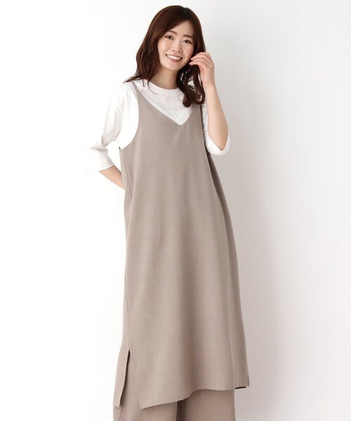 pink adobe(ピンクアドベ)の「◆【M-LL】リネンライク キャミワンピース(ワンピース・レディース・チャコールグレー/ブラウン系/カーキ/ライトパープル・38/40/42)」の3枚目の写真