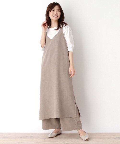 pink adobe(ピンクアドベ)の「◆【M-LL】リネンライク キャミワンピース(ワンピース・レディース・チャコールグレー/ブラウン系/カーキ/ライトパープル・38/40/42)」の5枚目の写真