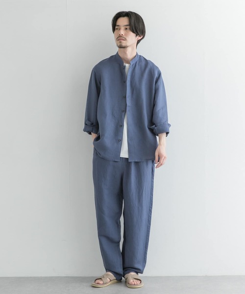 URBAN RESEARCH（アーバンリサーチ）の「UR TECH+抗菌 高機能リネンレーヨン スタンドカラーシャツ（ブルゾン・メンズ・チャコールグレー/ブルー系その他/グレー系その他・MEDIUM/LARGE）」の12枚目の写真