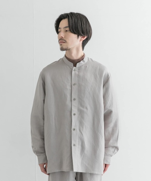 URBAN RESEARCH（アーバンリサーチ）の「UR TECH+抗菌 高機能リネンレーヨン スタンドカラーシャツ（ブルゾン・メンズ・チャコールグレー/ブルー系その他/グレー系その他・MEDIUM/LARGE）」の4枚目の写真