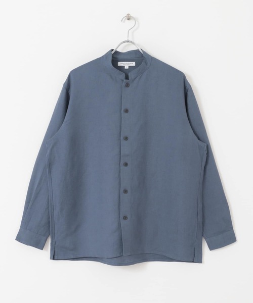URBAN RESEARCH（アーバンリサーチ）の「UR TECH+抗菌 高機能リネンレーヨン スタンドカラーシャツ（ブルゾン・メンズ・チャコールグレー/ブルー系その他/グレー系その他・MEDIUM/LARGE）」の9枚目の写真