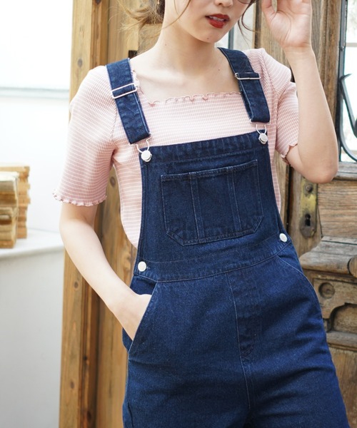 Cheek(チーク)の「【 - mimi - 】スクエアネックボーダーTEE(Tシャツ/カットソー・レディース・ブラック/オフホワイト/ピンク・FREE)」の18枚目の写真
